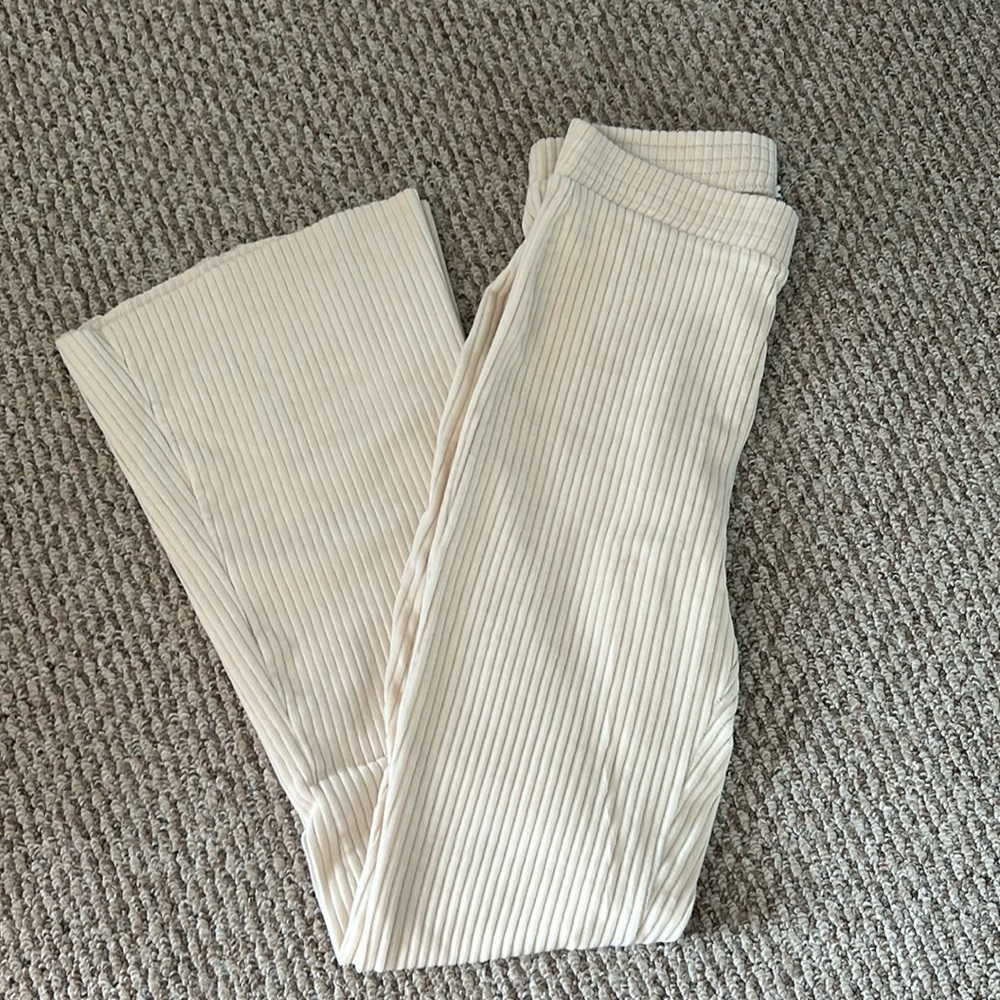 aerie high waisted ribbed flare pants